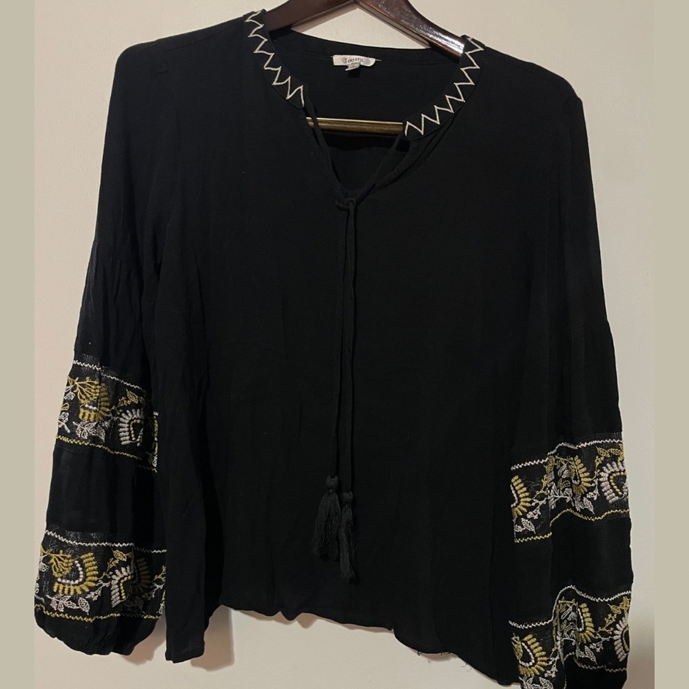 JODIFL Black Blouse with Gold Embroidery